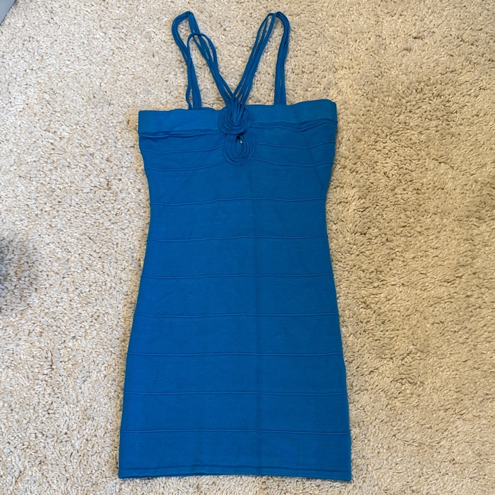 Small mini dress stretchy blue sexy clubbing wore once
